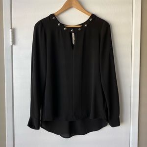 Black Top with Pyramid Studded Neckline